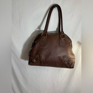 Banana Republic Large Brown Leather Tote Bag. With gold accents.